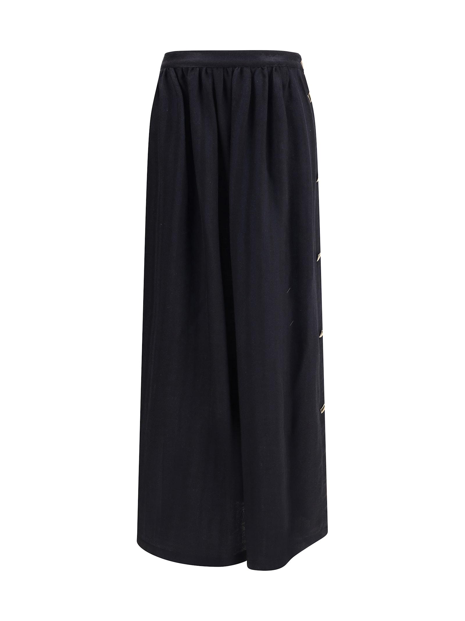 Kristina Ti Geometric-button Long Skirt In Black