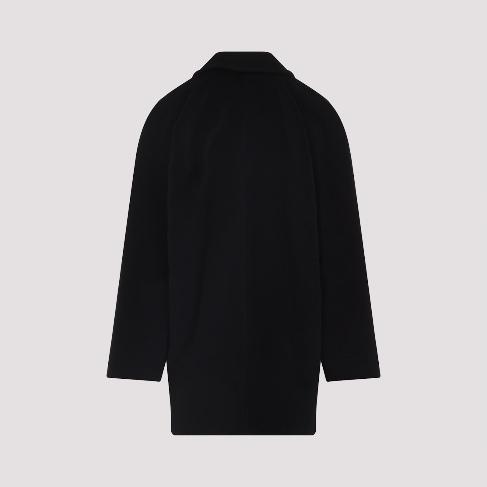 Max Mara Double-breasted Wool Cashmere Coat With Notched Collar In Black