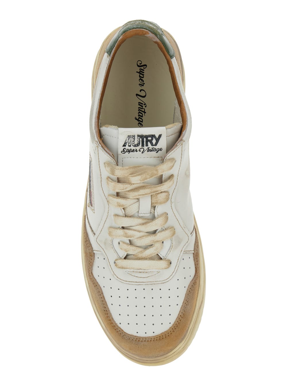 Shop Autry Super Vintage Multicolor Low Top Sneakers With Logo Detail In Leather And Suede Man