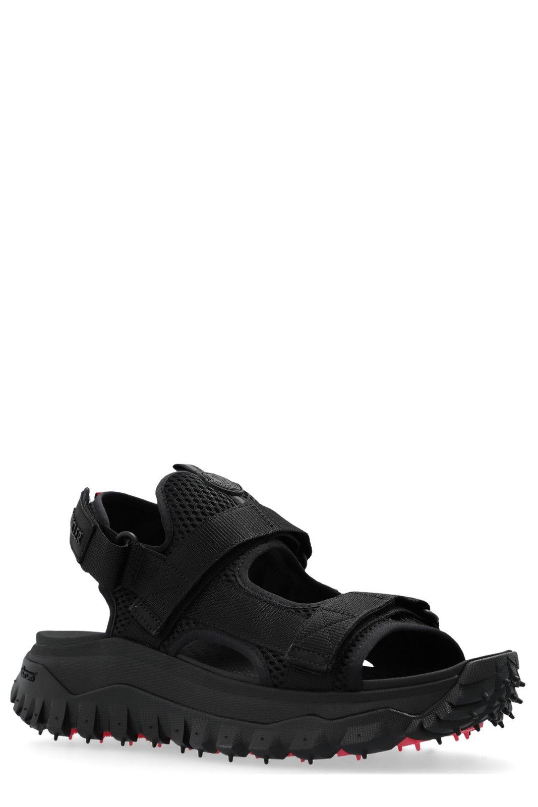 Shop Moncler Trailgrip Round-toe Sandals In Black