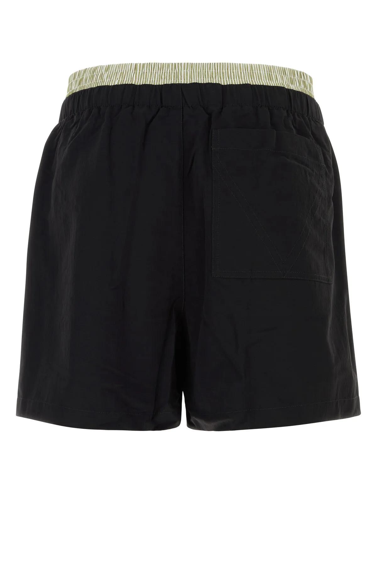 Shop Bottega Veneta Black Nylon Swimming Shorts