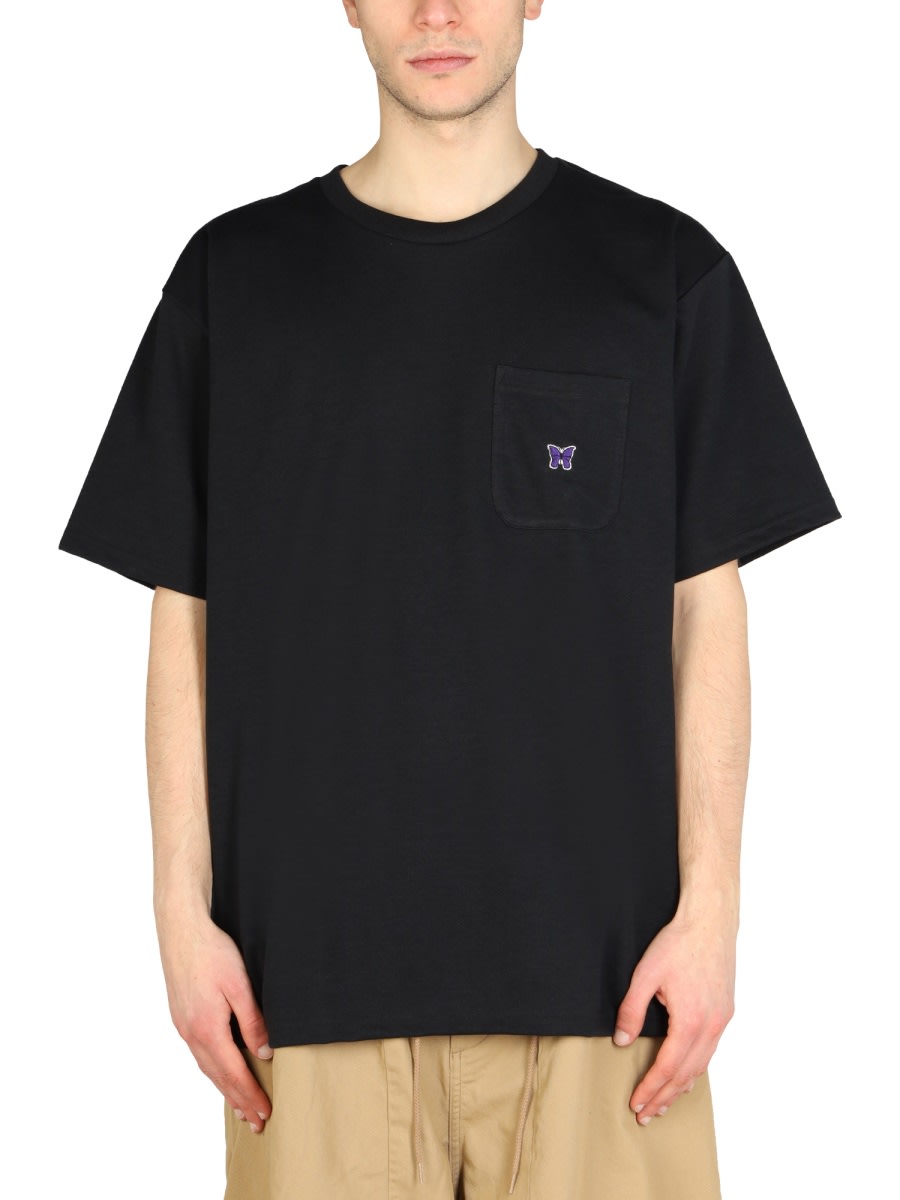 Shop Needles Logo Embroidery T-shirt In Black
