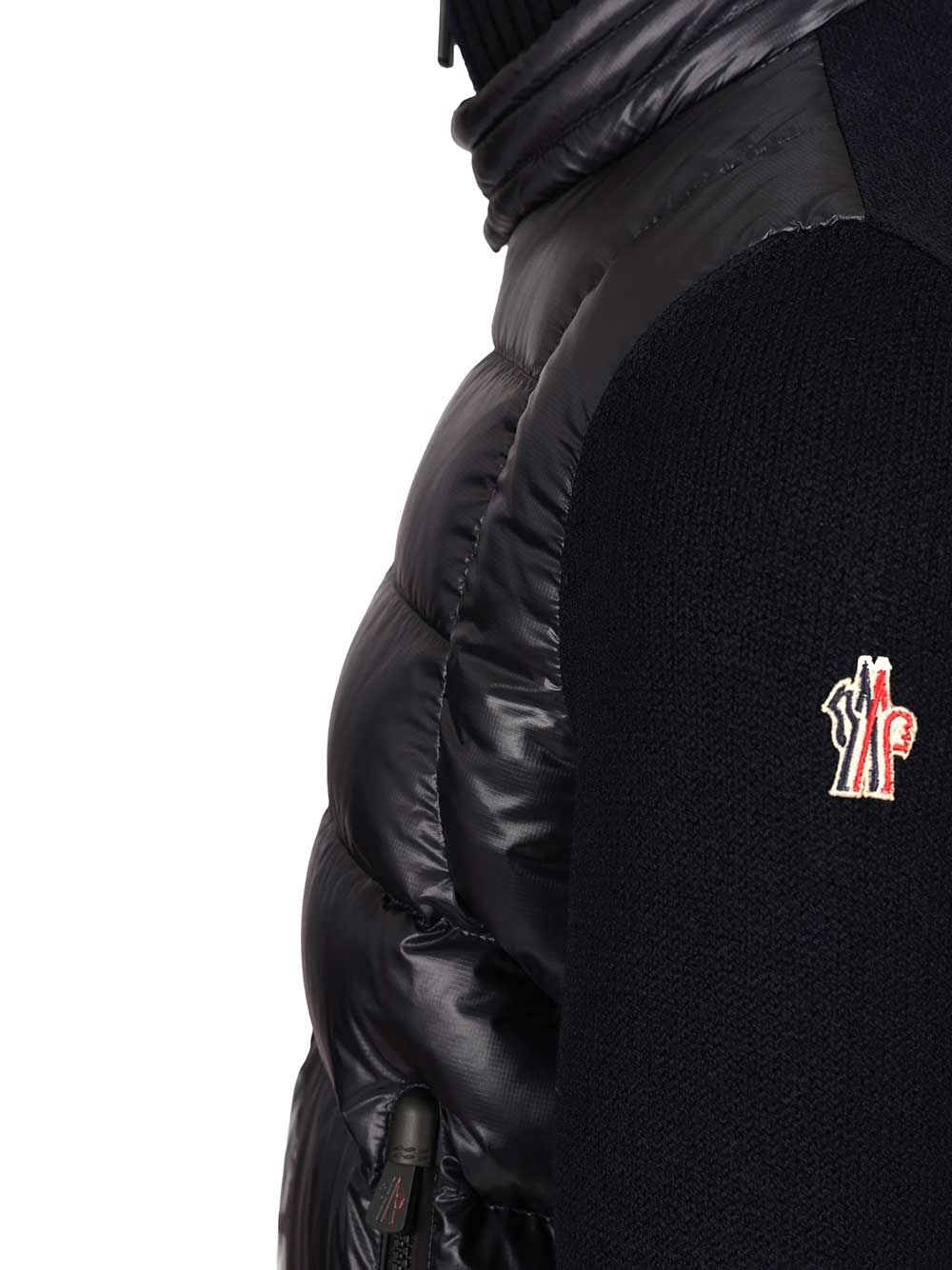 Moncler Padded Wool Cardigan In Black