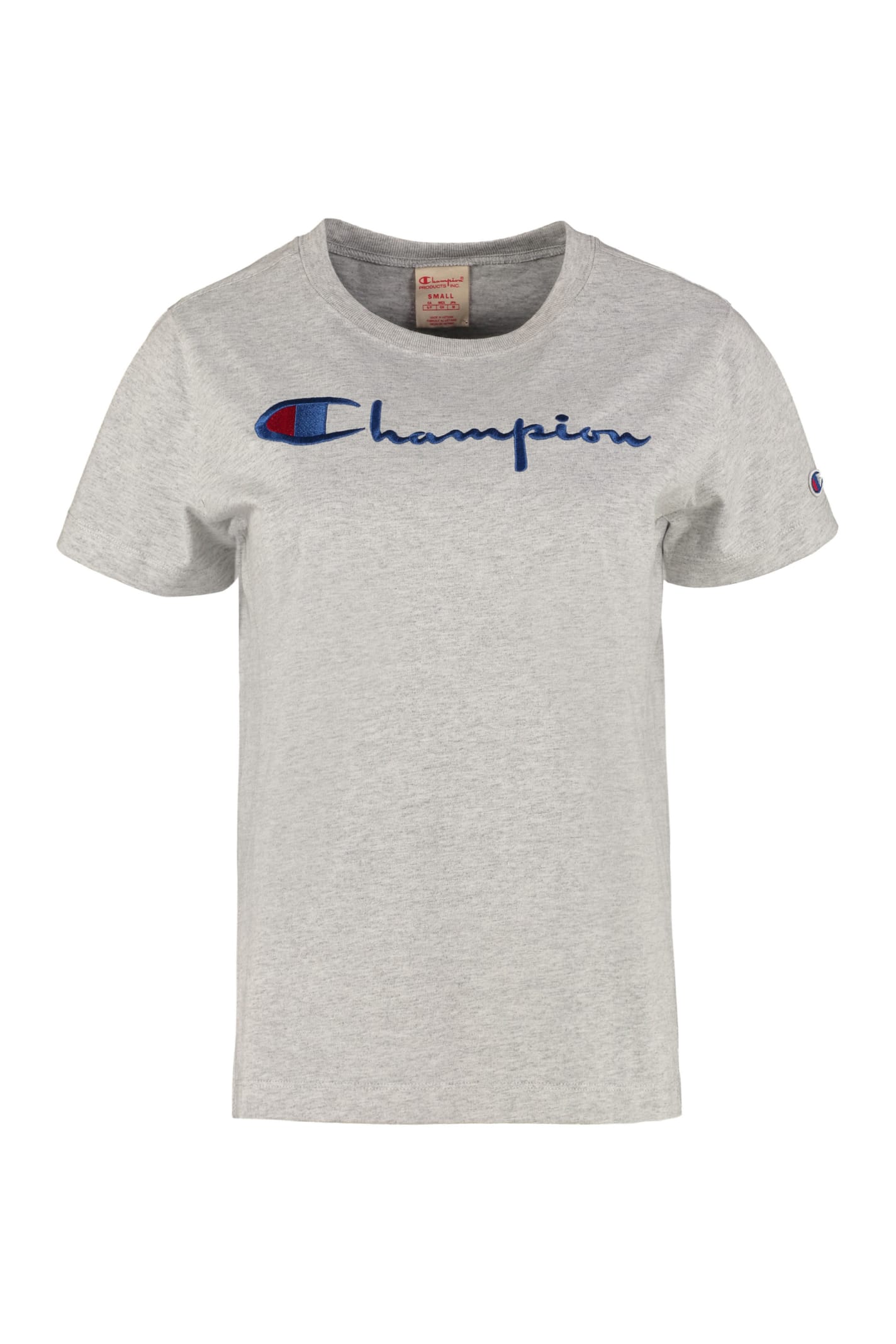 Champion Logo Detail Cotton T-shirt In Grey