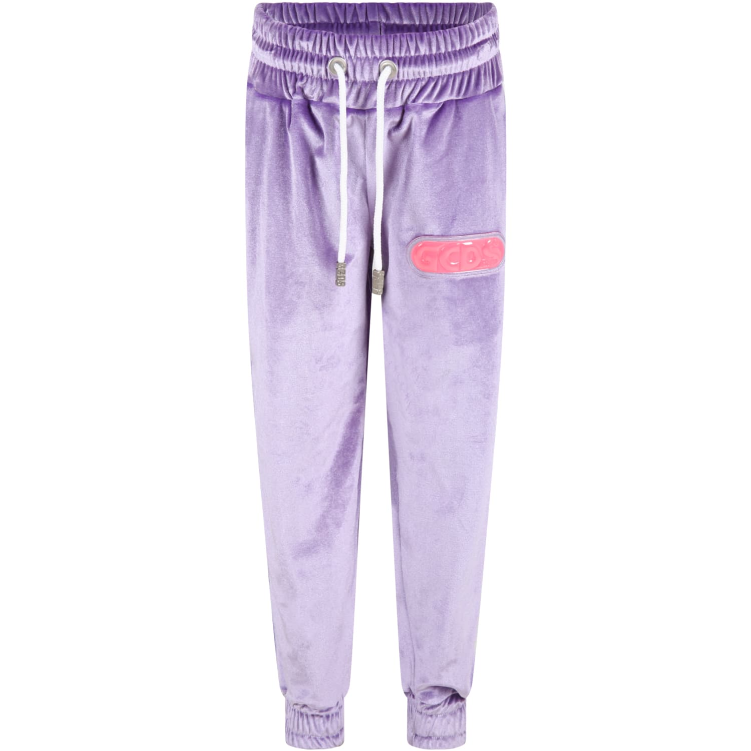 GCDS Mini Lilac Trouser For Girl With Logo