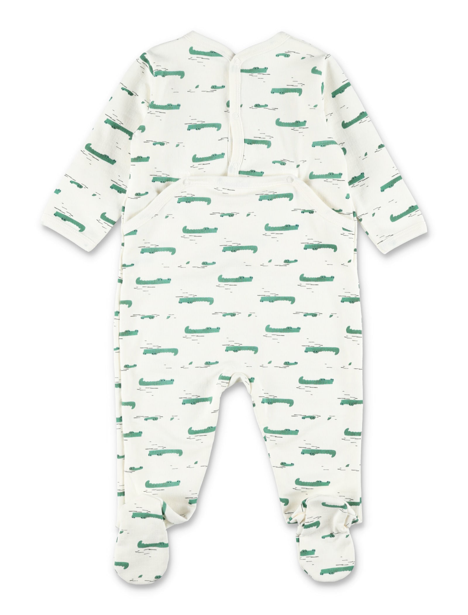 Petit Bateau Fleece Cotton Baby Suit With Crocodile Print In Multi