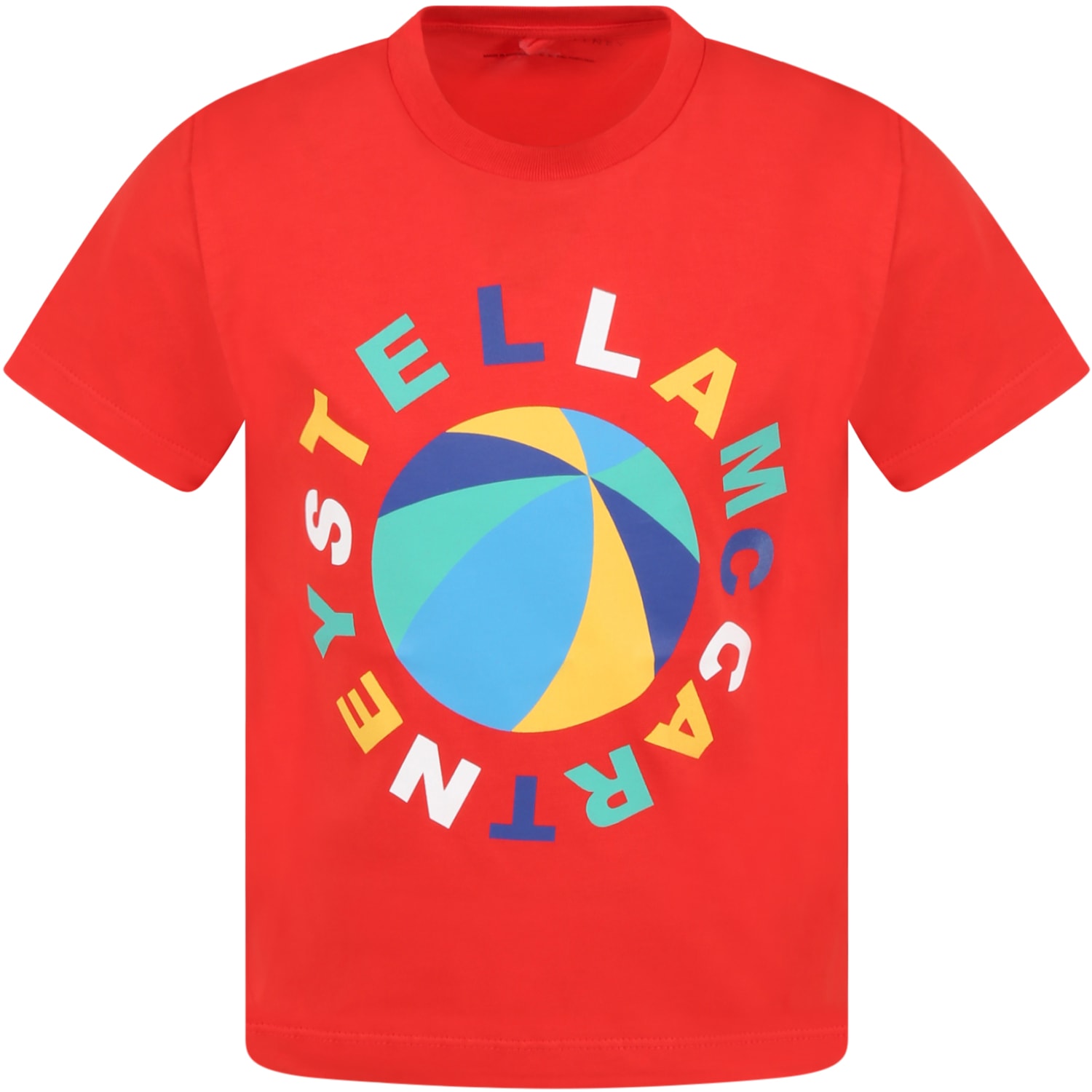 Stella McCartney Kids Red T-shirt For Boy With Ball