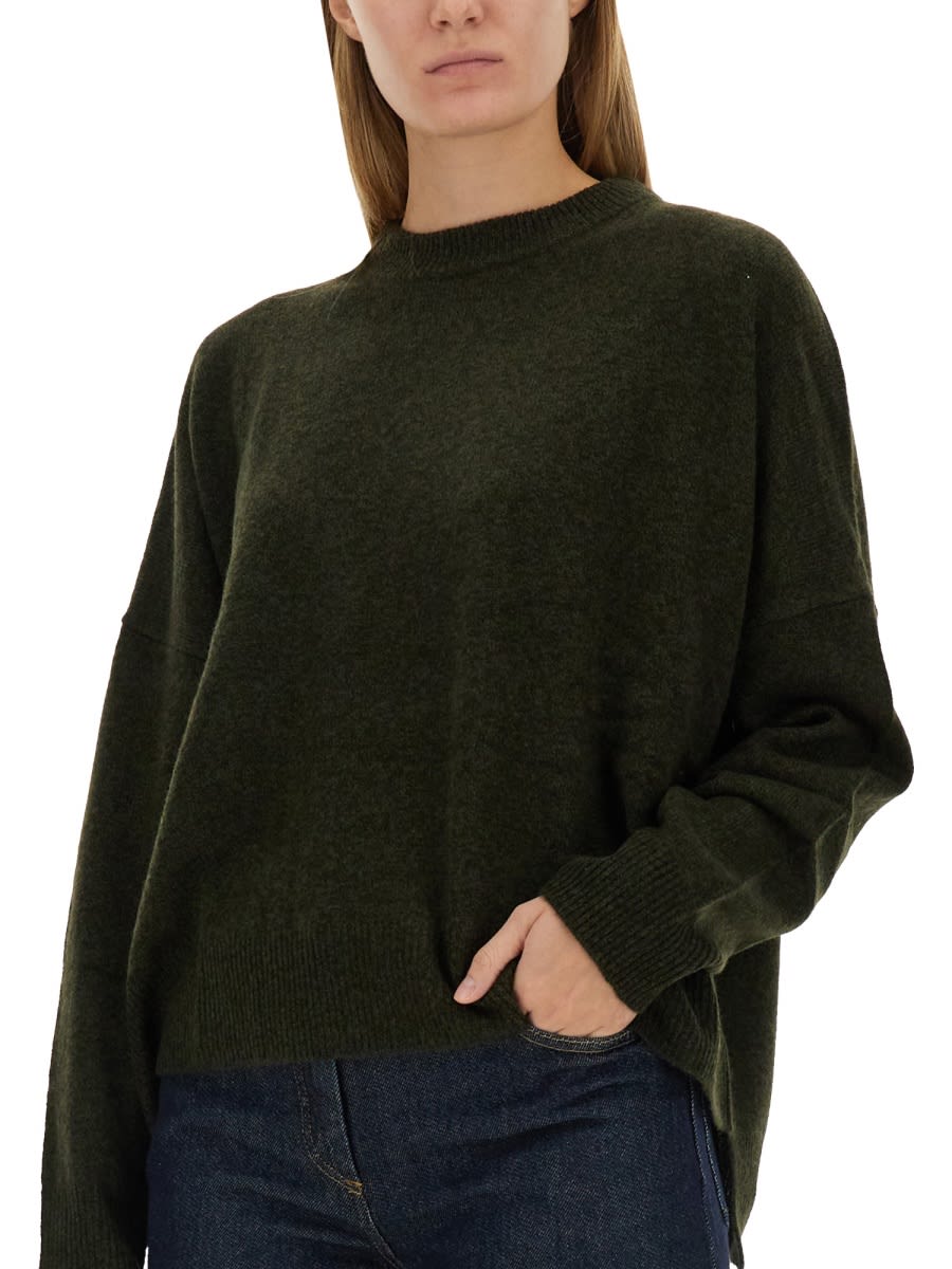 Aspesi Relaxed Fit Green Wool Jersey Sweater In Green