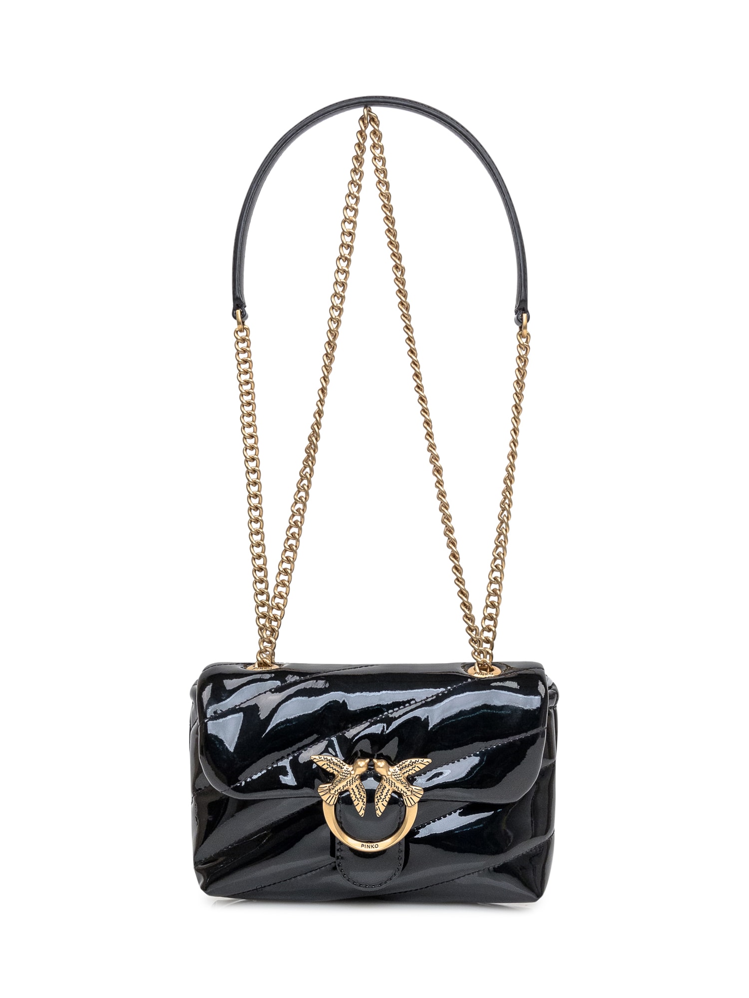 Shop Pinko Love Puff Baby Bag In Nero-antique Gold