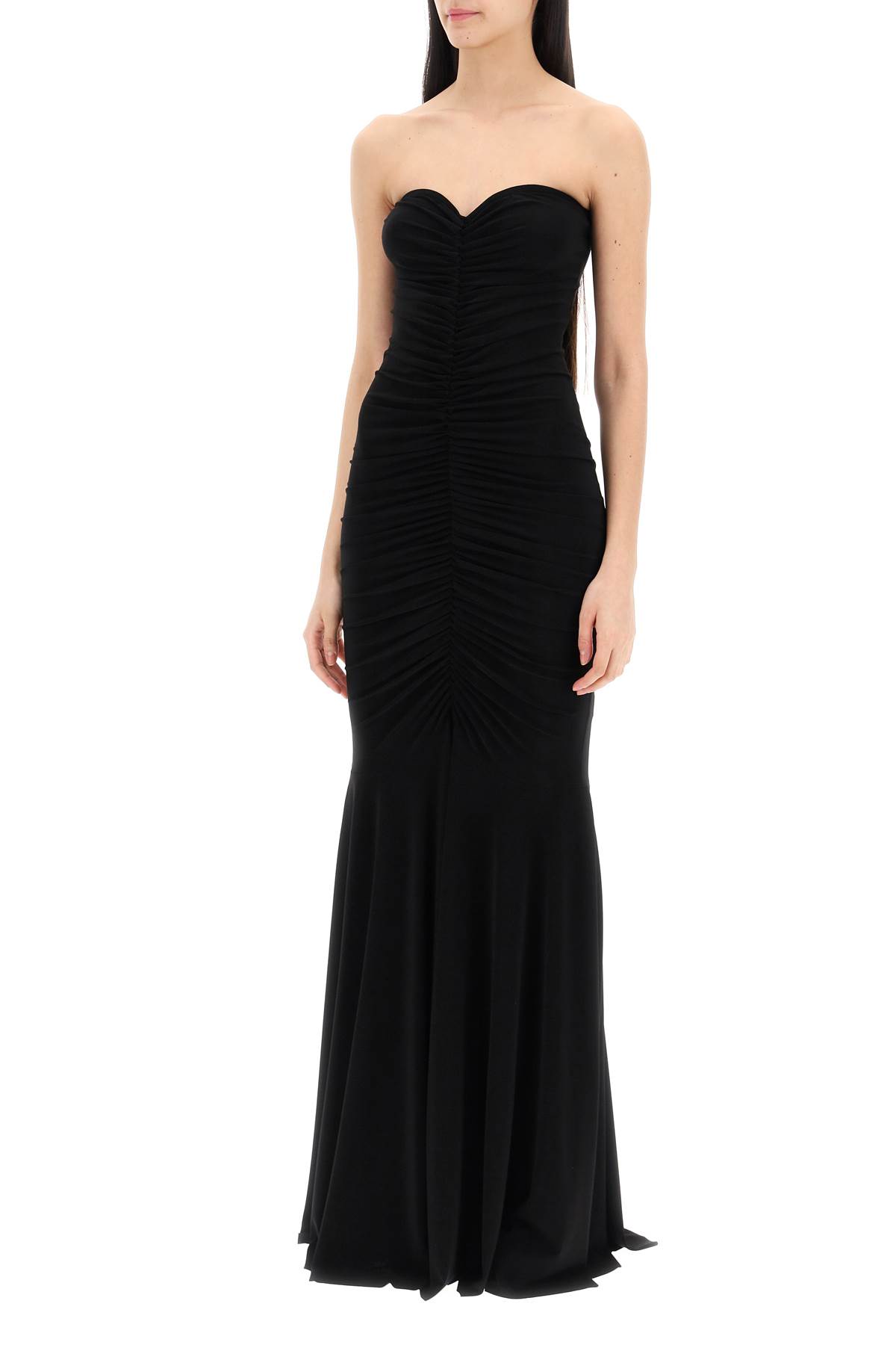 Shop Norma Kamali Strapless Mermaid-style Long Dress In Black (black)