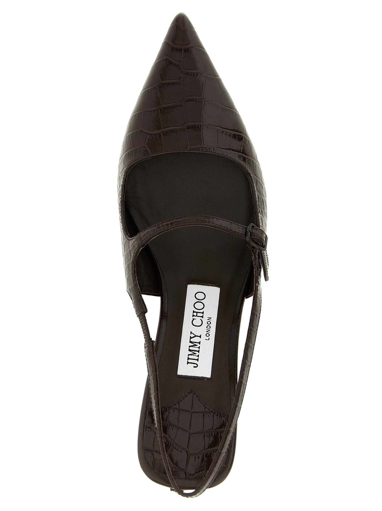 Jimmy Choo Slingback With Buckle And Crocodile Texture In Brown