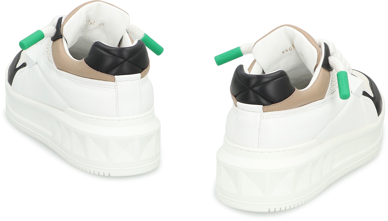 Valentino Stud Xl Low-top Sneakers With Contrasting Panels In White