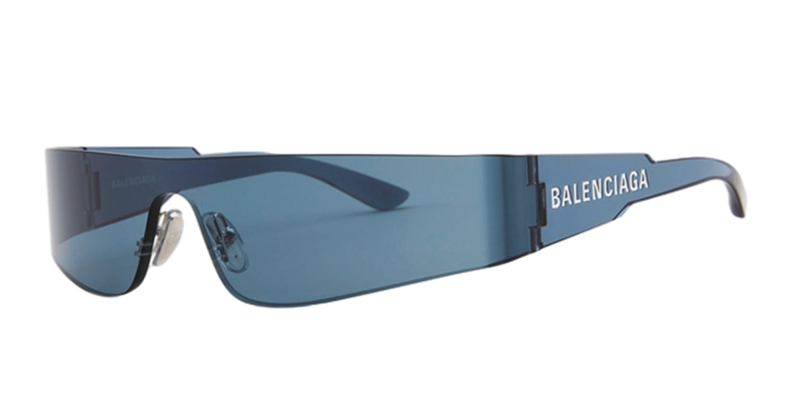 Shop Balenciaga Mono Rectangle - Blue Sunglasses