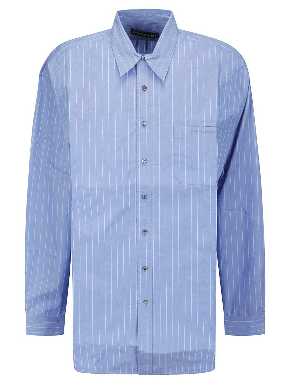 Shop Y/project Striped Buttoned Shirt In Blue