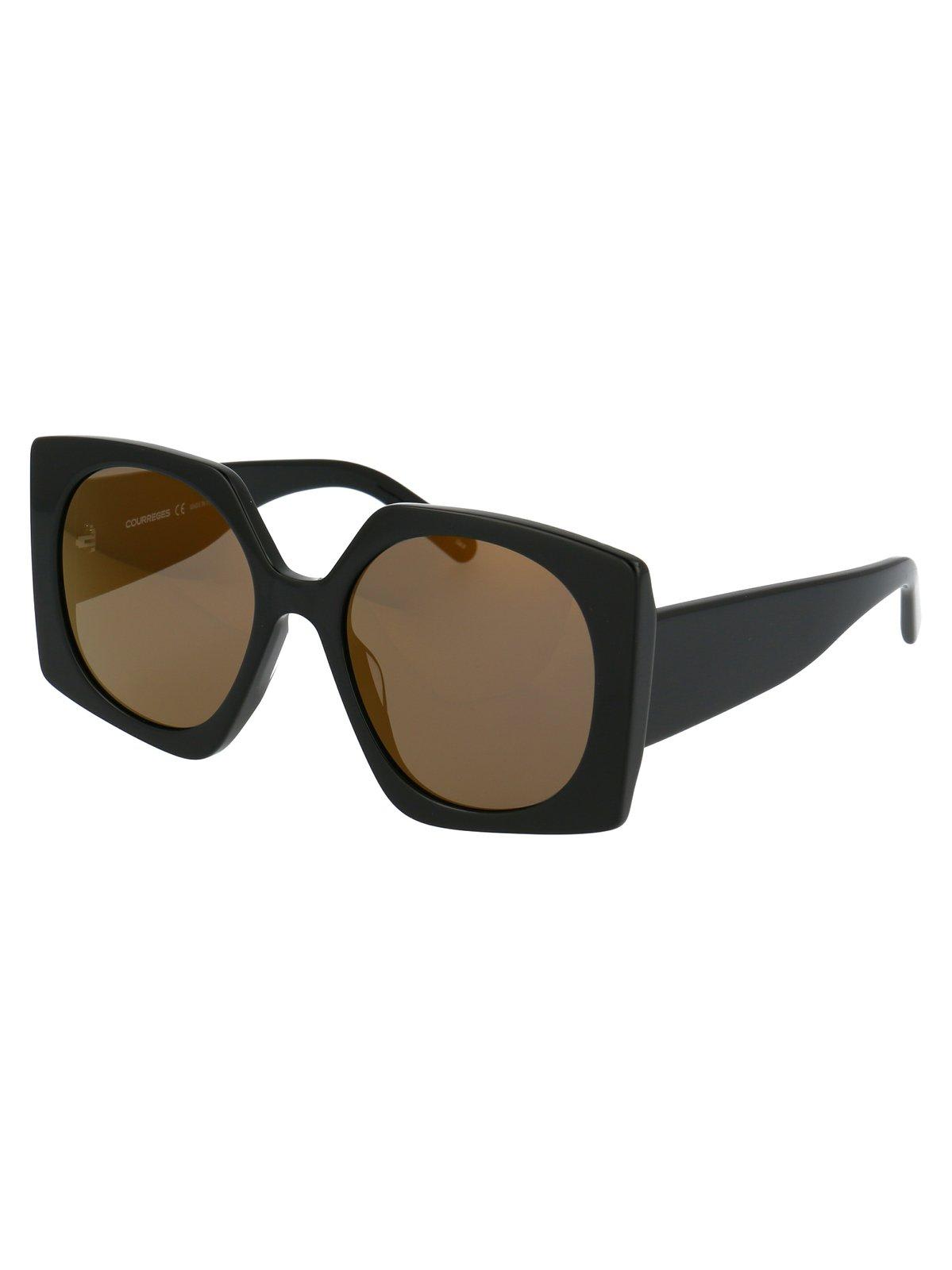 Shop Courrèges Oversized Sunglasses In 001 Black Black Grey