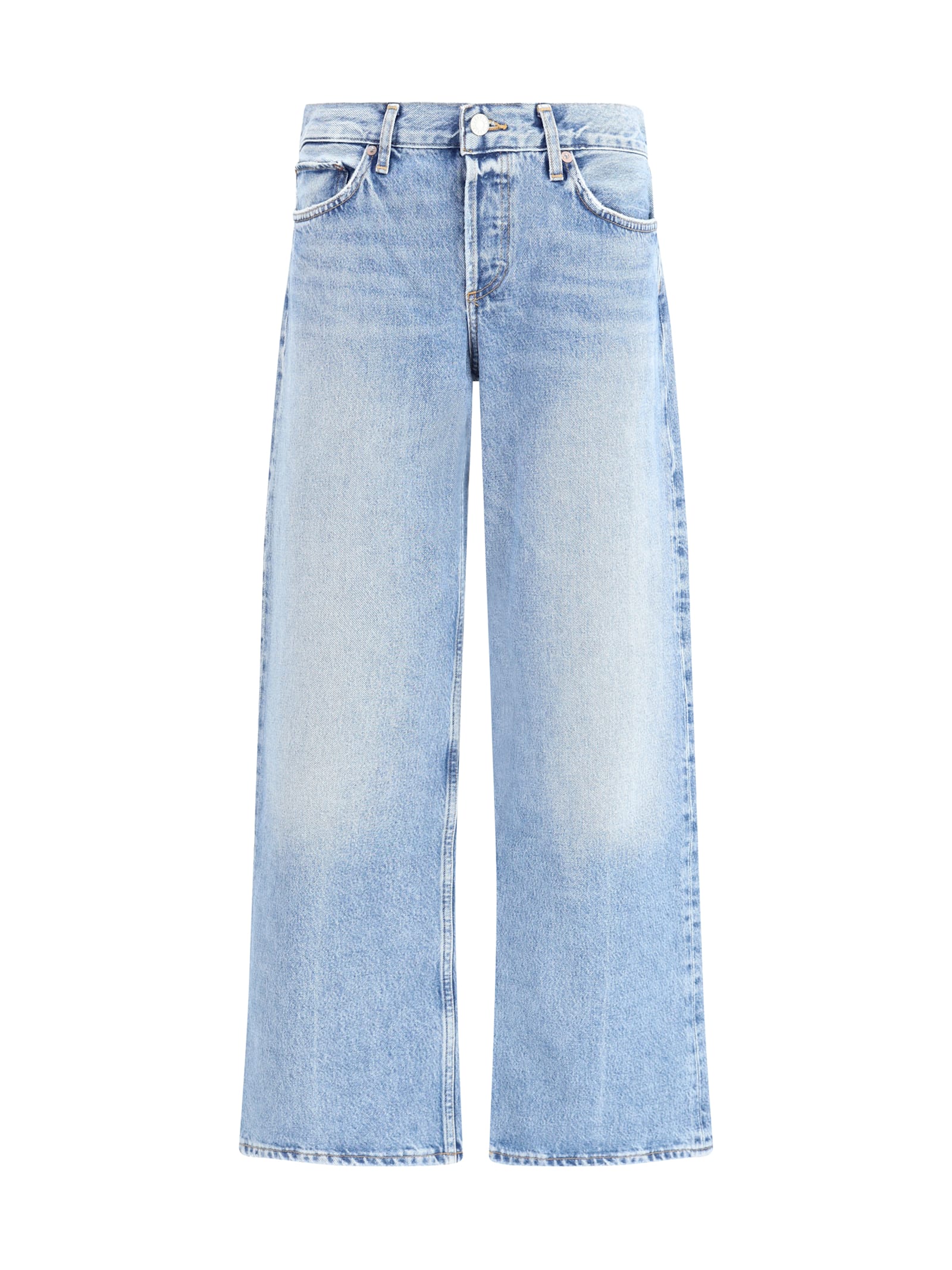 Agolde Blue Cotton Straight-leg Jeans In Blue
