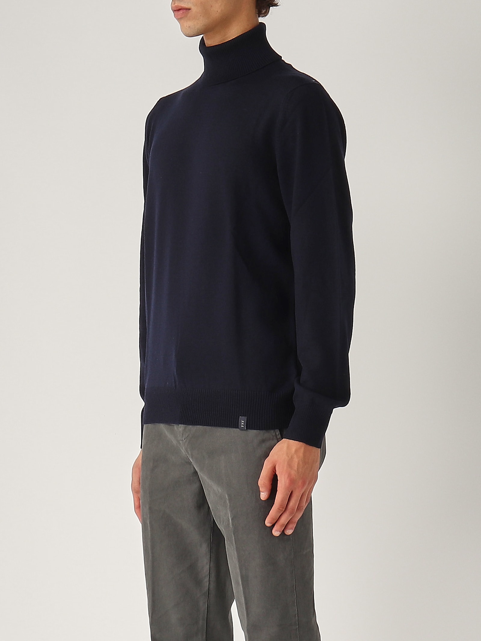 Shop Fay Maglia Dolcevita Uomo Sweater In Navy