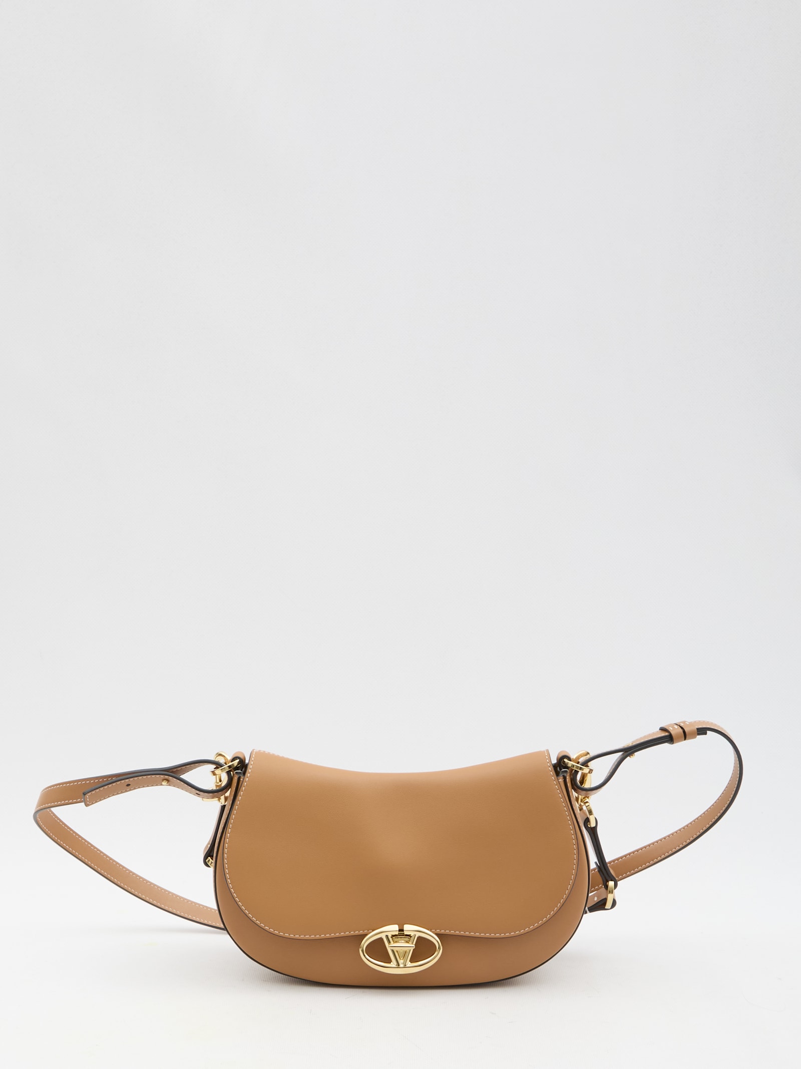 Shop Valentino Ohval Small Shoulder Bag In Brown