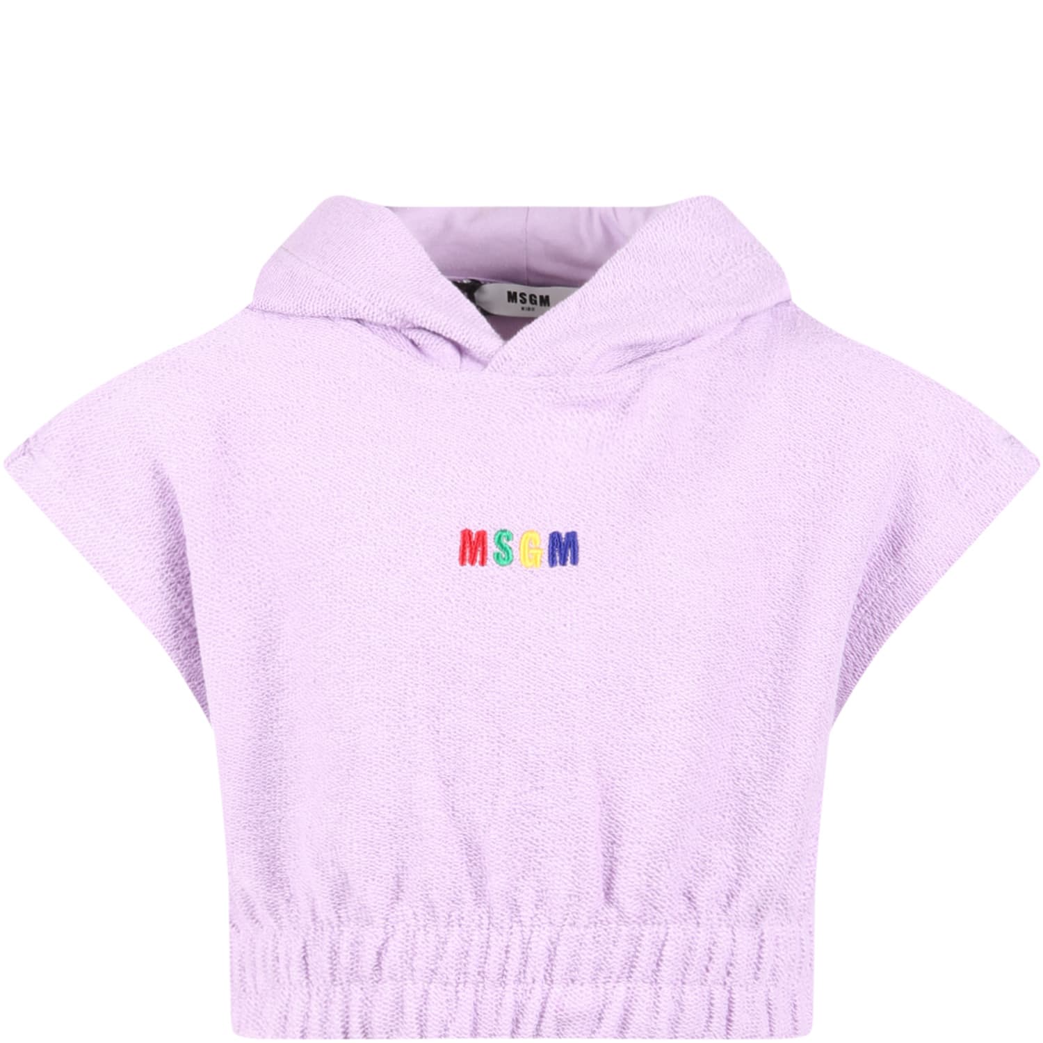 Msgm Kids' Purple Sweatshirt For Girl With Logo In Violet