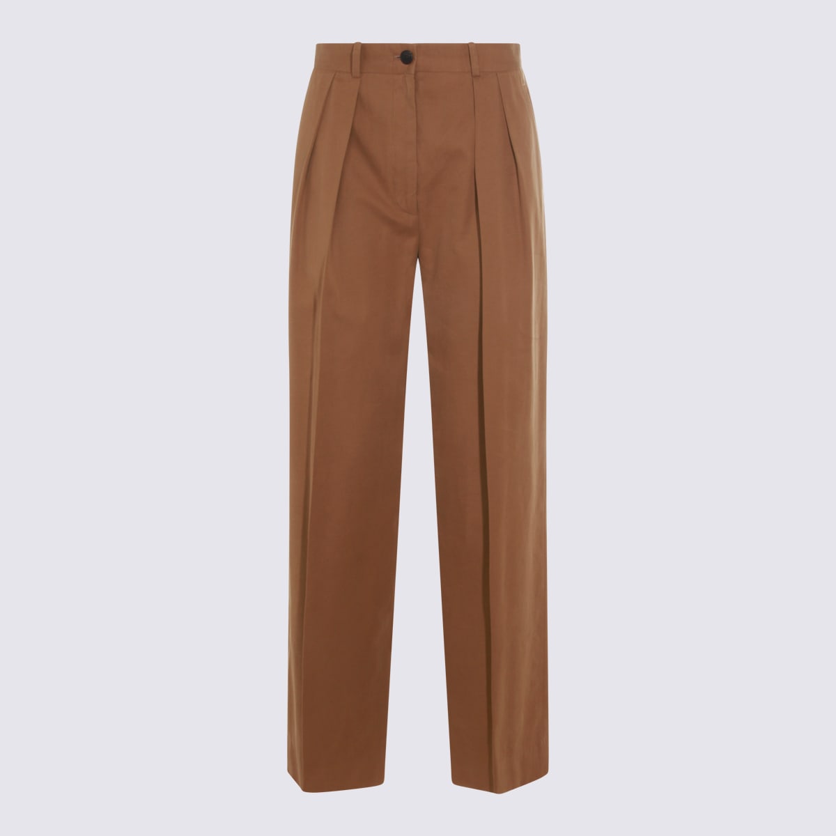 The Row Dark Sand Cotton Pants In Brown