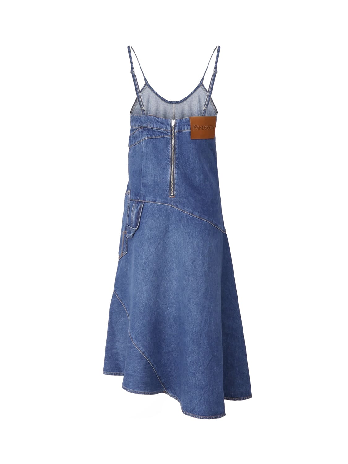 Shop Jw Anderson Denim Dress With Twisted Design In Blue