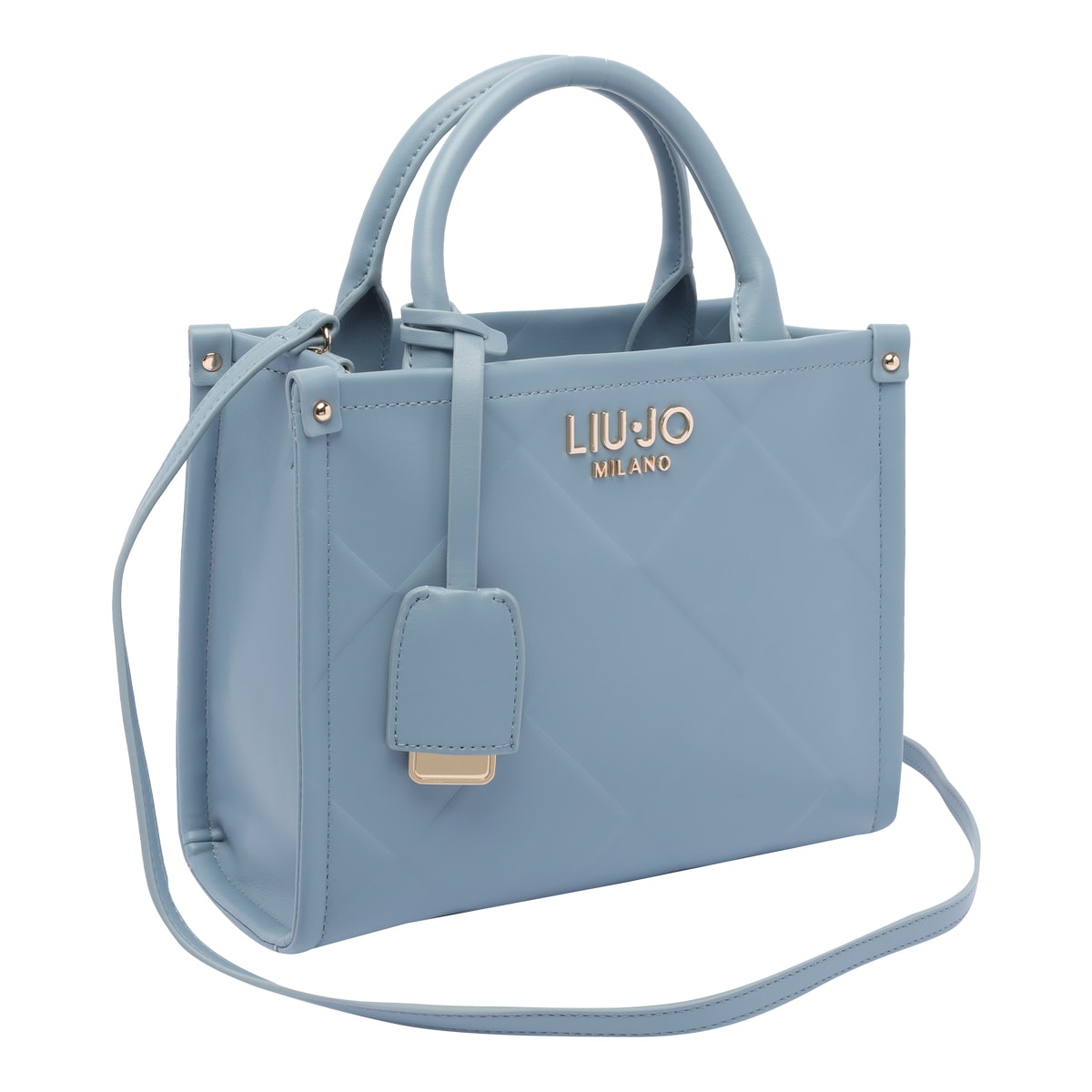 Liu •jo Quilted Denim Cross-body Bag With 2 Handles In Blue