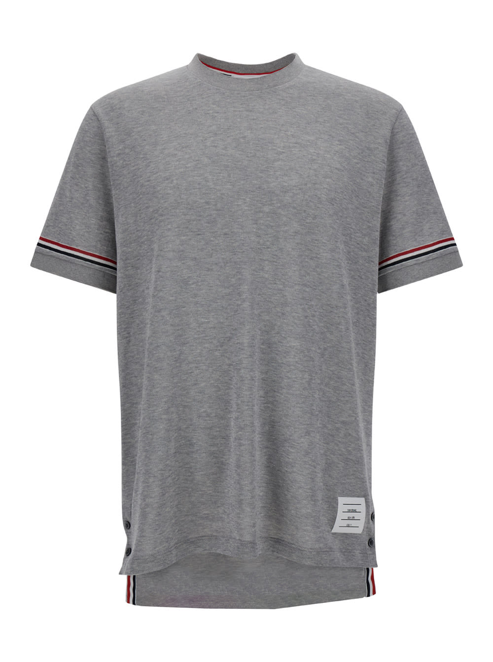 Shop Thom Browne Grey Short Sleeve Crew Neck T-shirt In Cotton Man