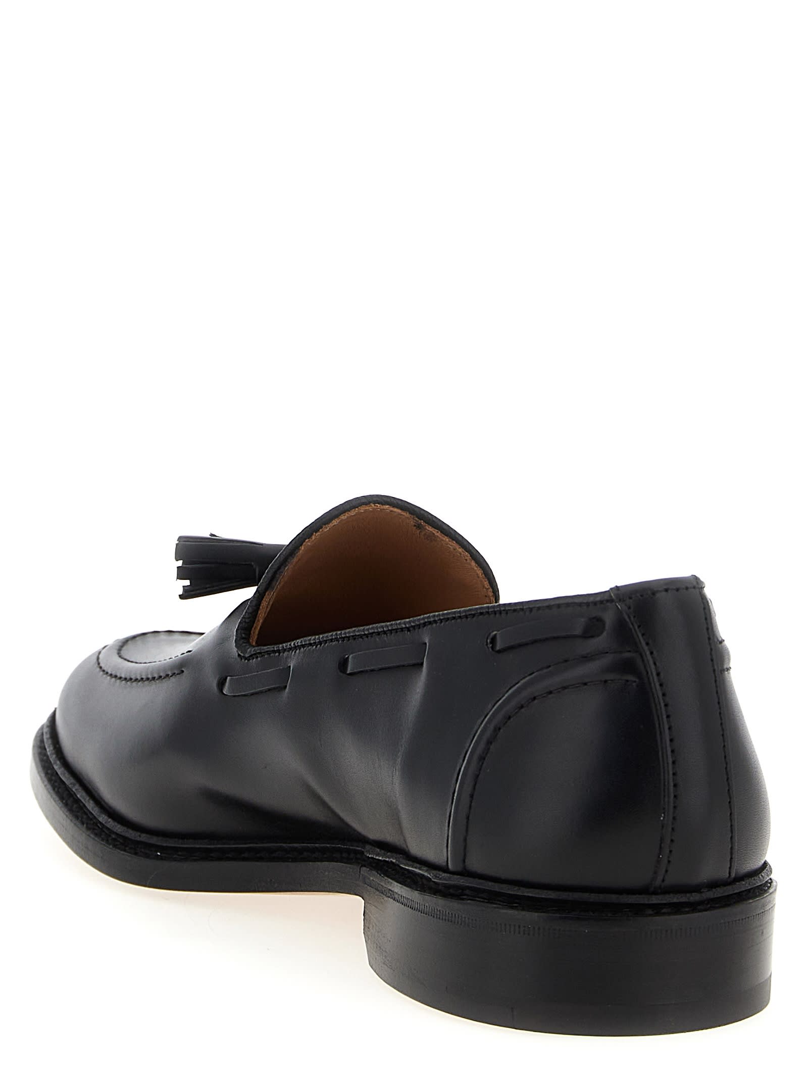 Tricker's Black Calf Leather Moccasin With Decorative Tassel In Black