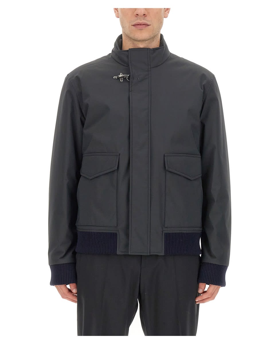 Fay Oversize Bomber Jacket Ribbed Finish In Multicolour