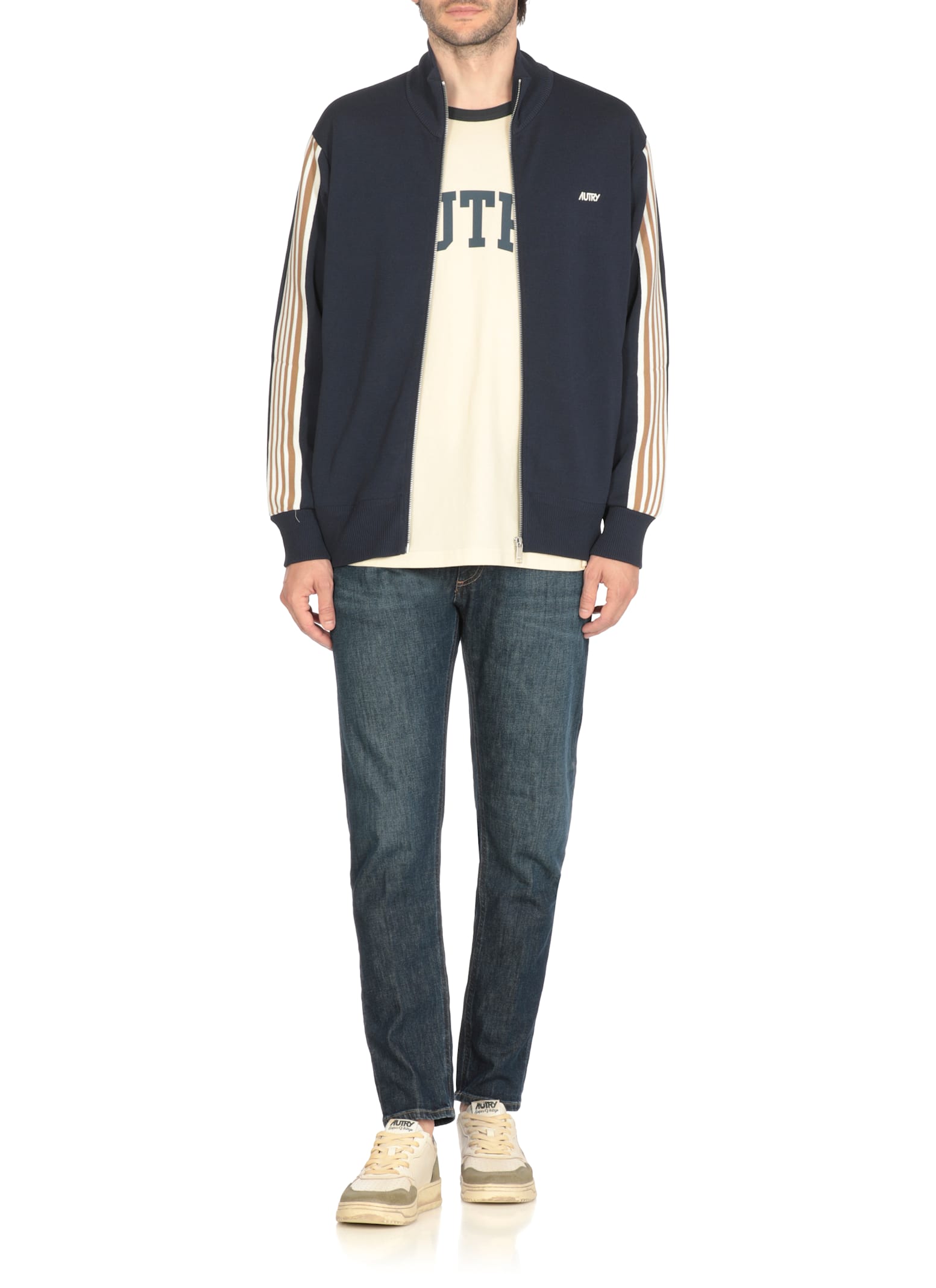 Autry Supvint Lowleat Suede Lizard Silv Sneaker In Neutral