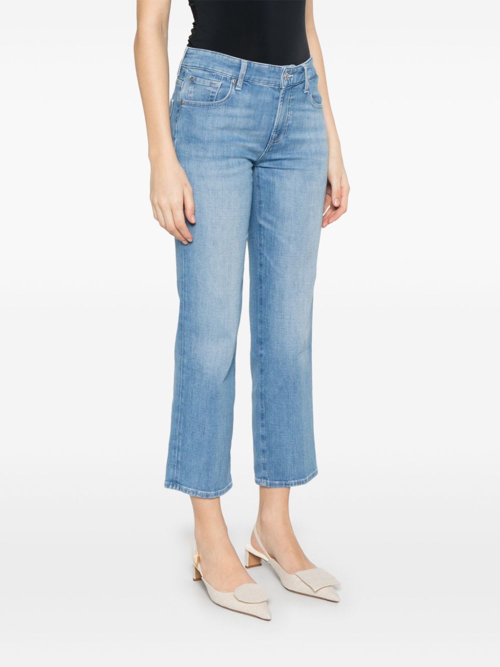 7 For All Mankind Calie Straighnt Cropped Jeans In Blue