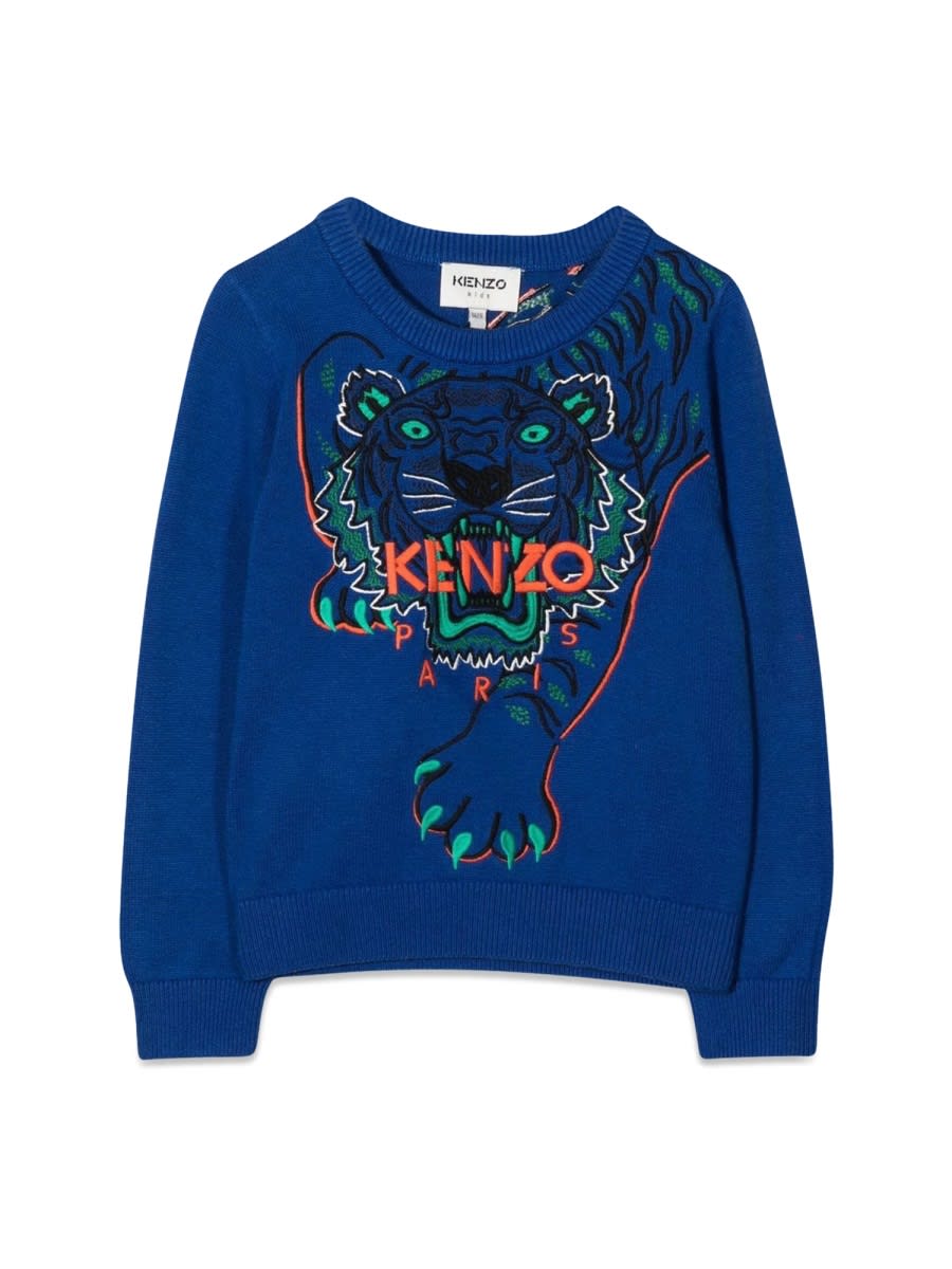 Shop Kenzo Tiger Crewneck Sweater In Blue