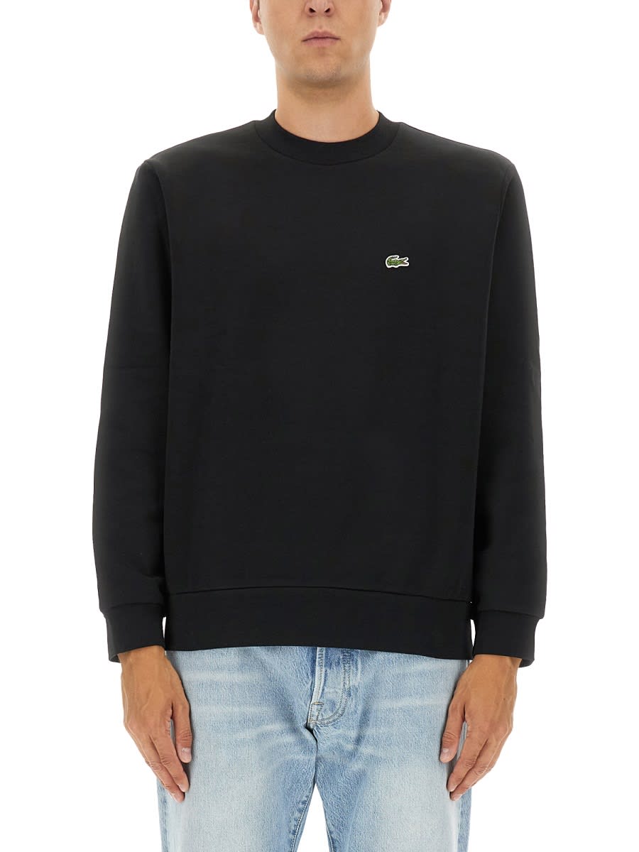 Lacoste Pullover In Cotone Nero In Black