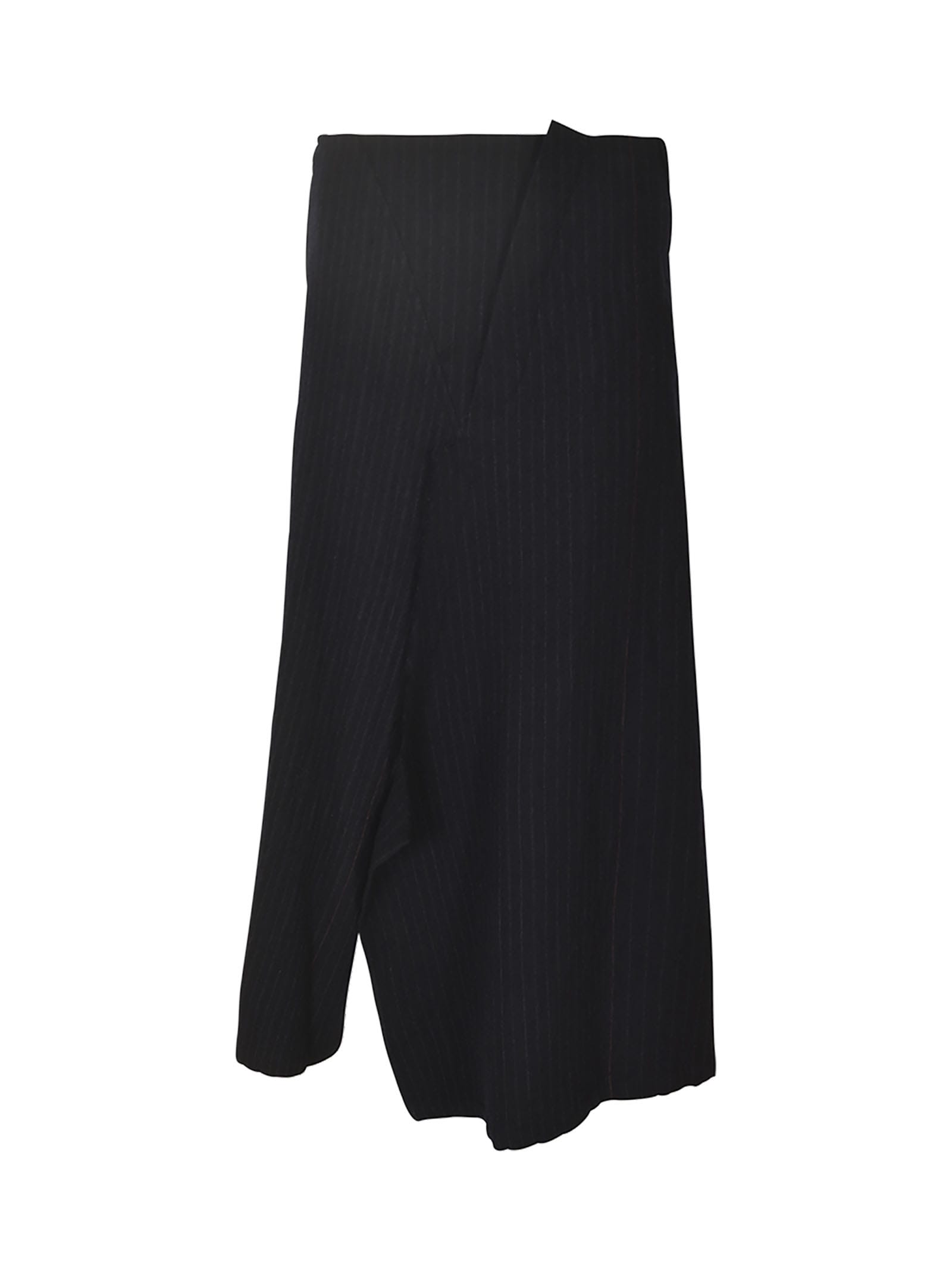 Shop Yohji Yamamoto Asymmetric Striped Skirt In Navy