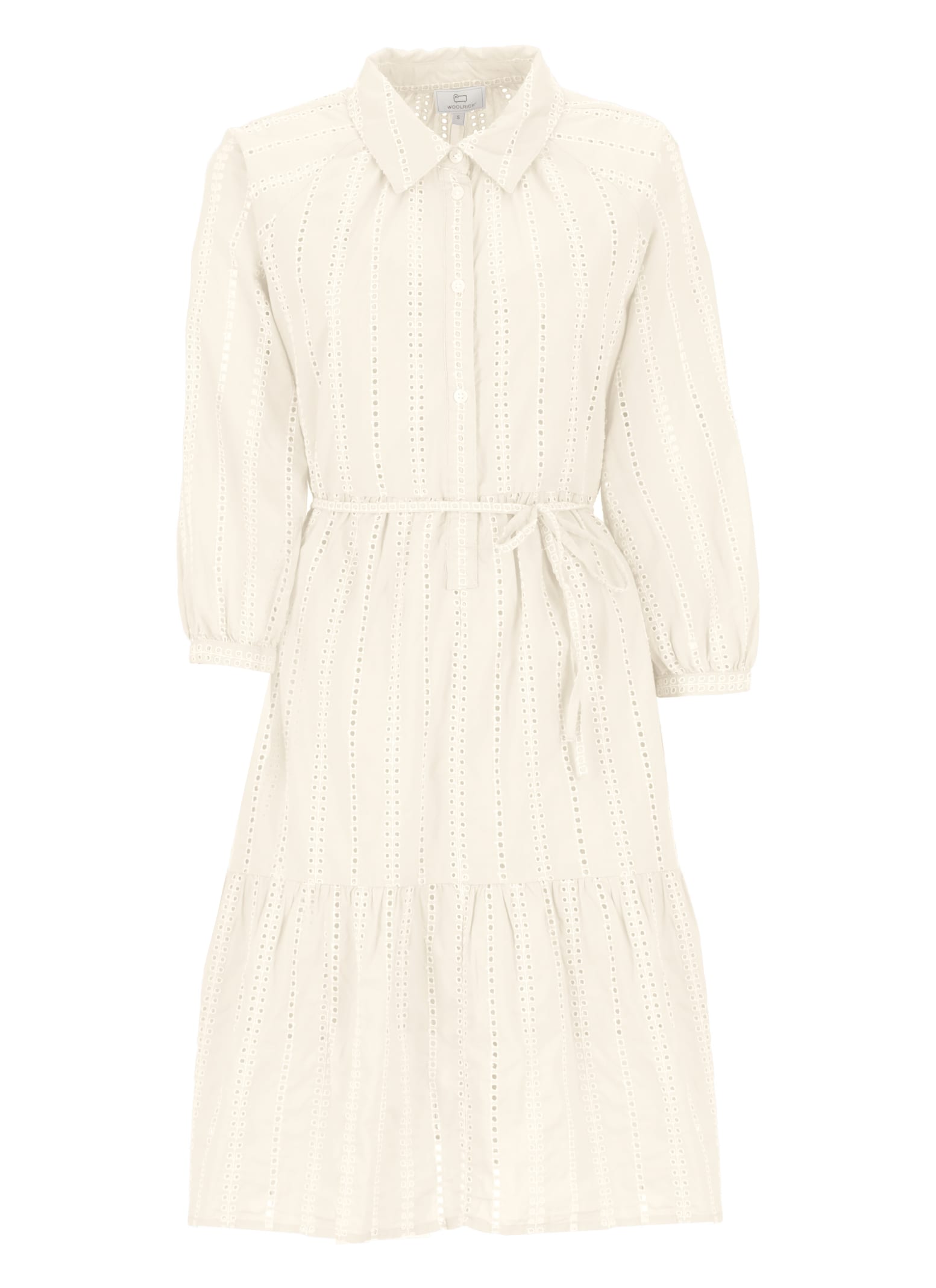 Shop Woolrich Cotton Dress In Plaster White