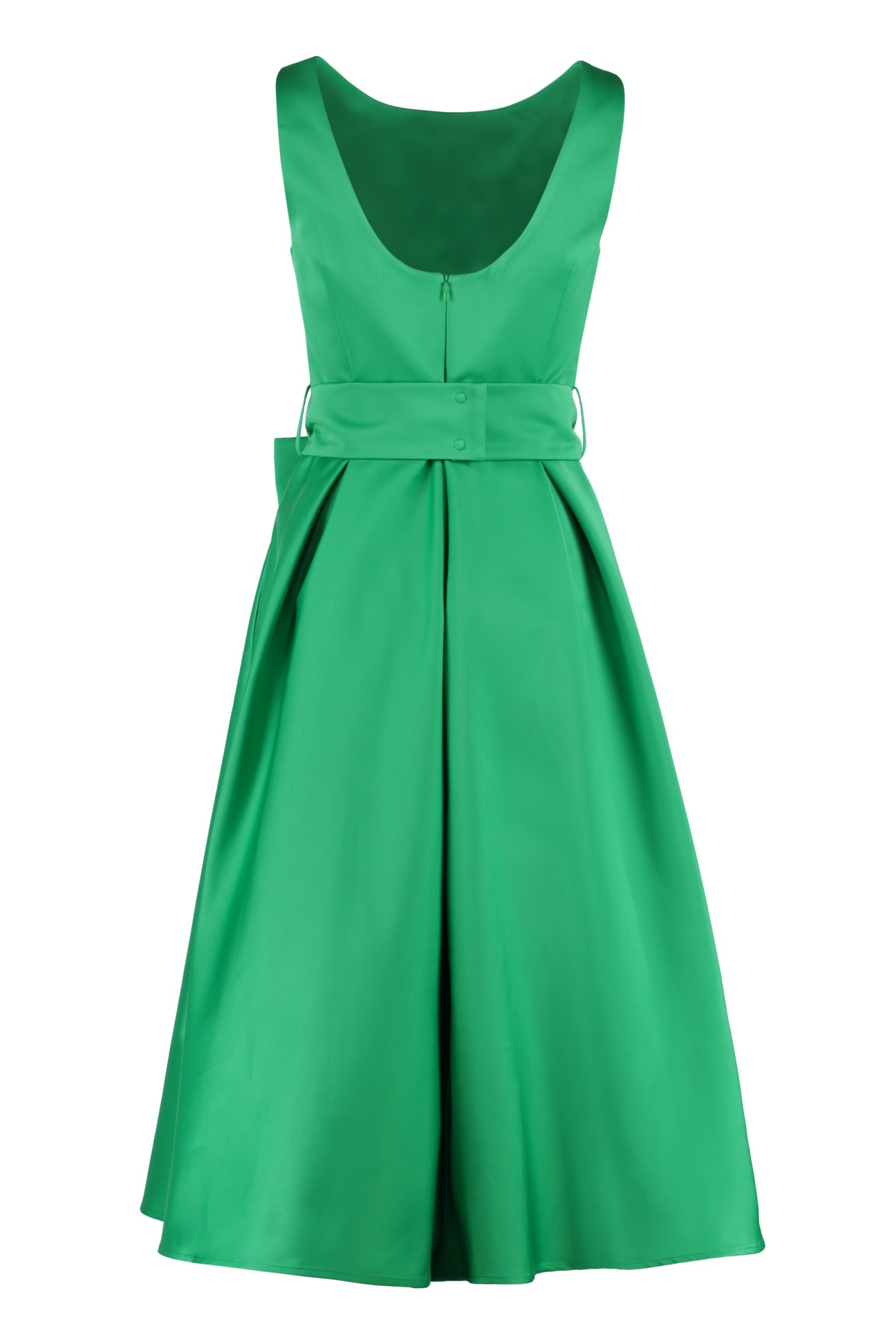 Shop P.a.r.o.s.h Belted Waist Dress In Green