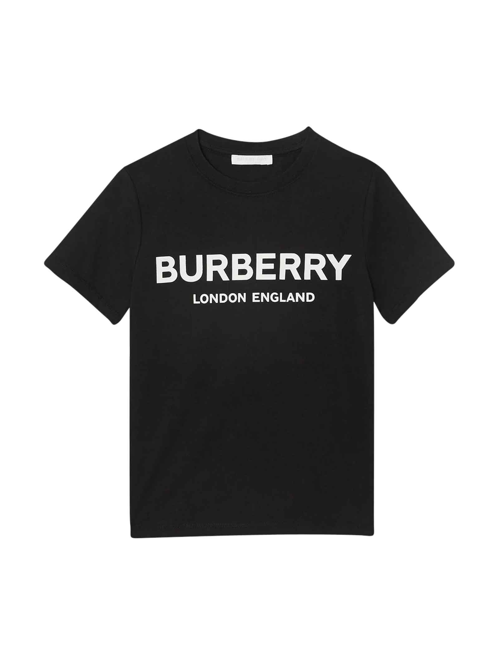 Kids' Logo Print Cotton T-shirt In Black