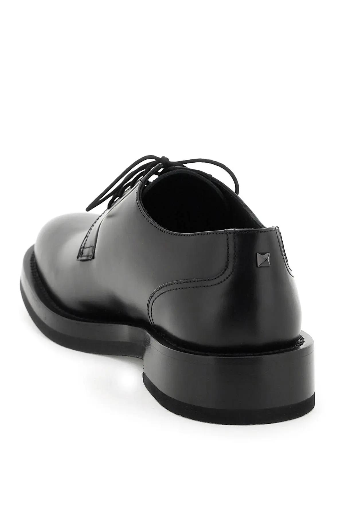 Shop Valentino Rockstud Essential Derby Shoes In Black