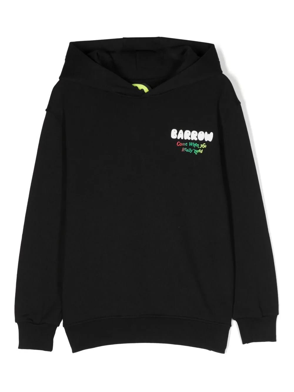 Barrow Kids' Black Hoodie With Multicoloured Lettering Logo In Nero/black