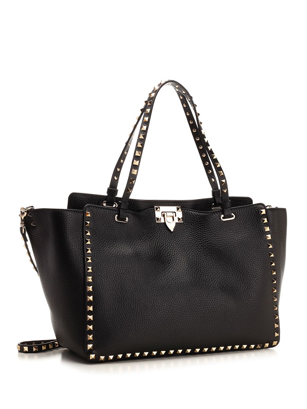 Shop Valentino Rockstud Medium Shopping Bag In Black