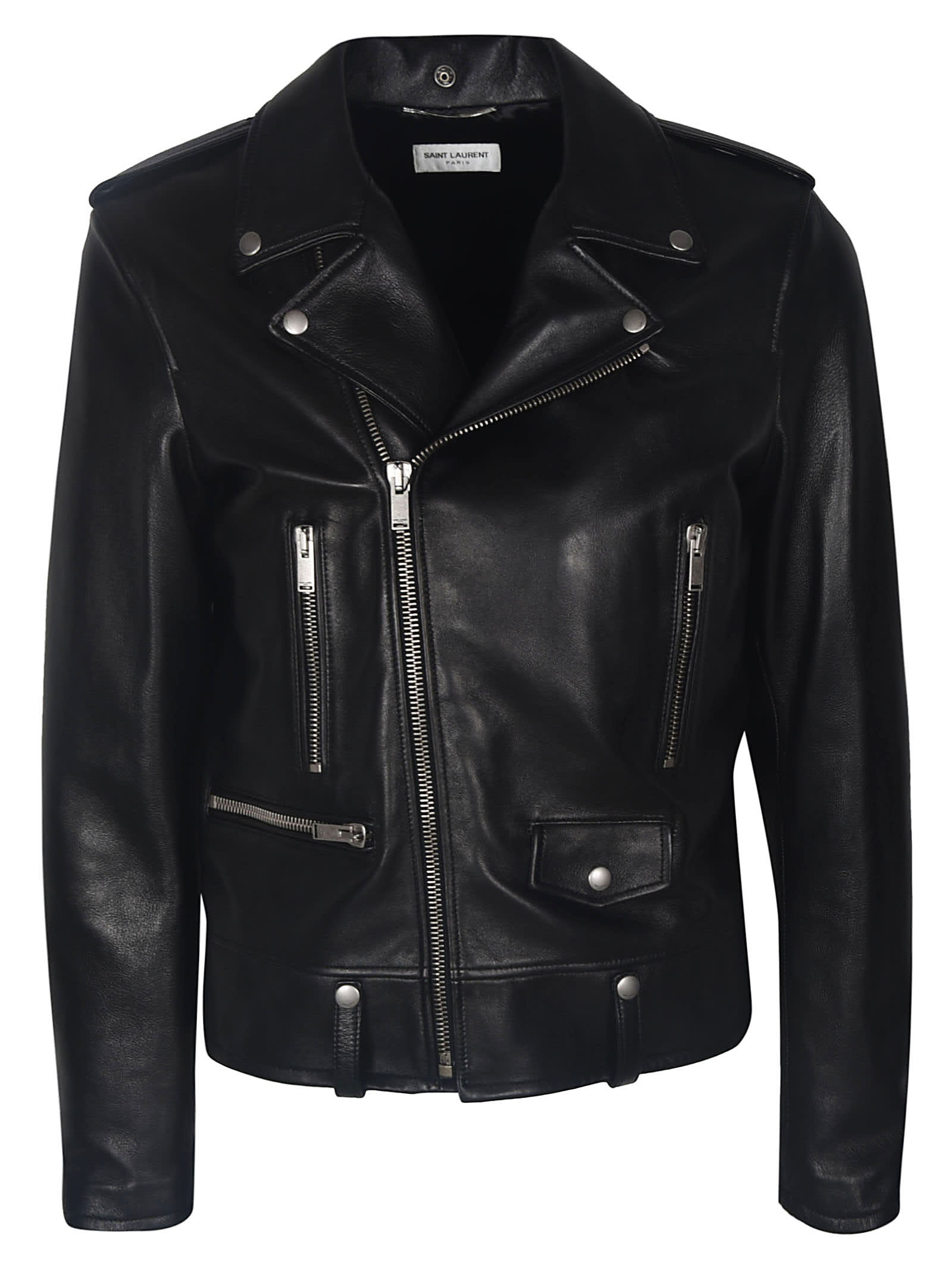 Saint Laurent Classic Zipped Biker Jacket In Black