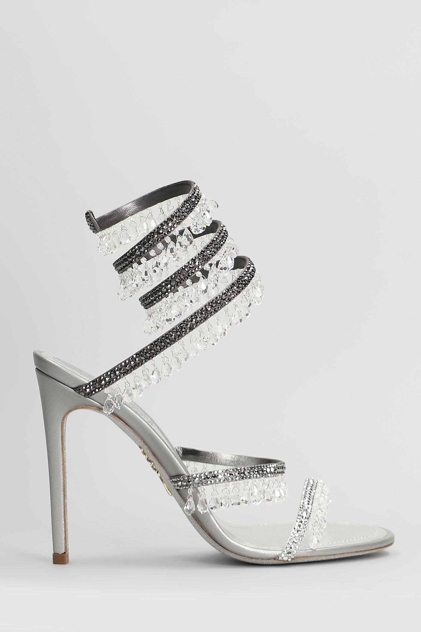 René Caovilla Chandelier Sandals In Silver Leather