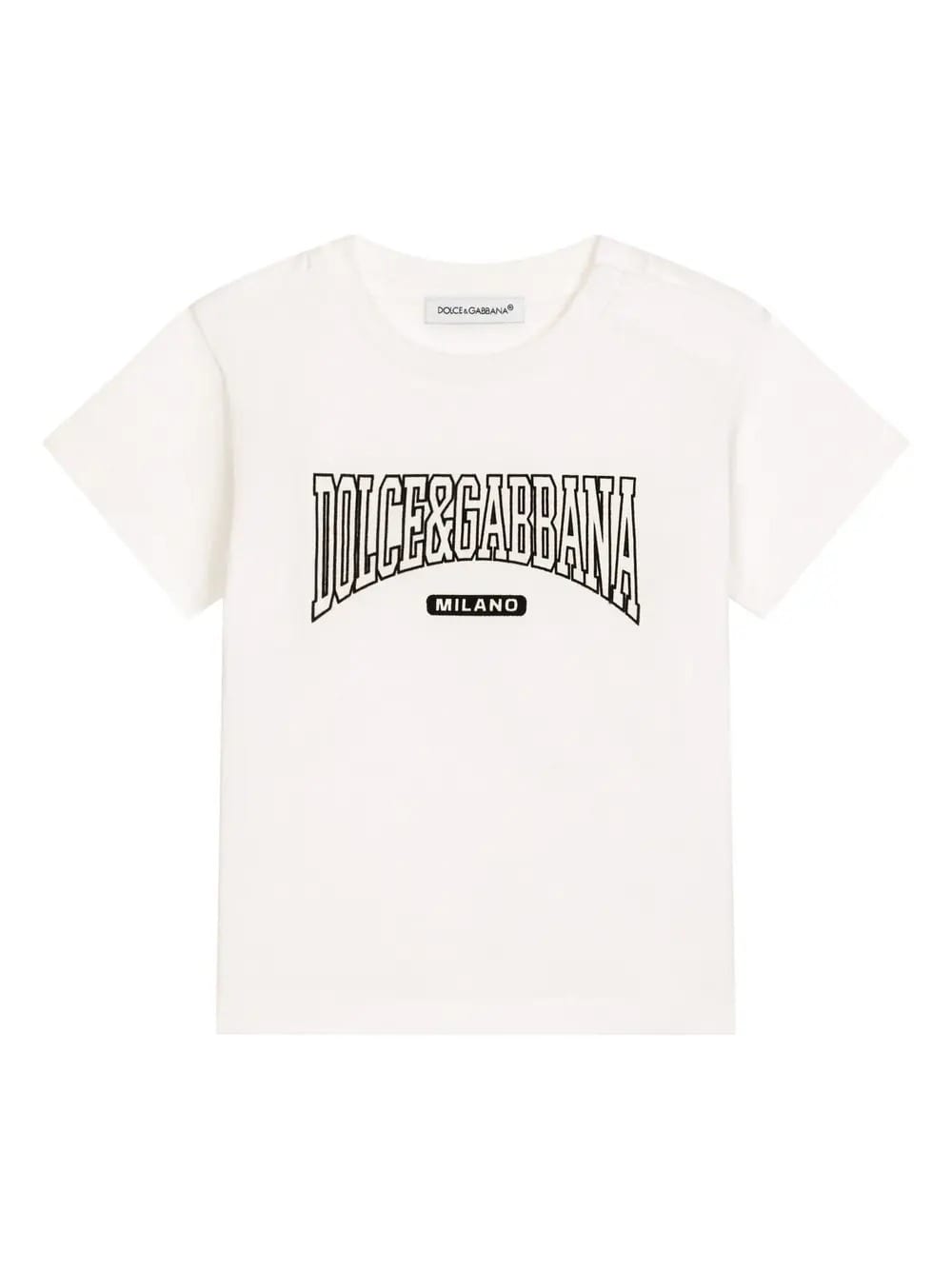 DOLCE & GABBANA WHITE T-SHIRT WITH FLOCKED PRINT