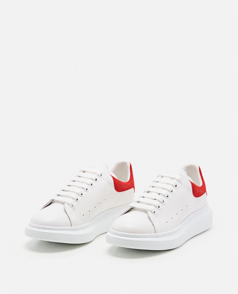 Shop Alexander Mcqueen Larry Oversize Leather Sneaker In White