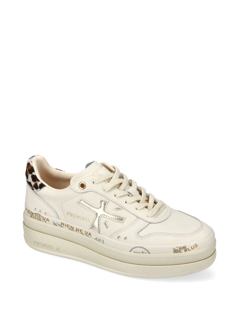 Premiata Zapatillas - Blanco In White Cream Leopard Print