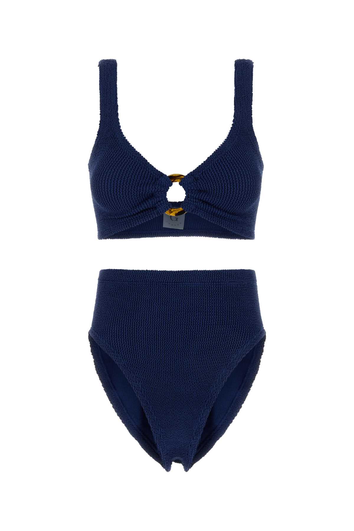 Hunza G High Waist Scoop Neck Cut-out Bikini In Blue