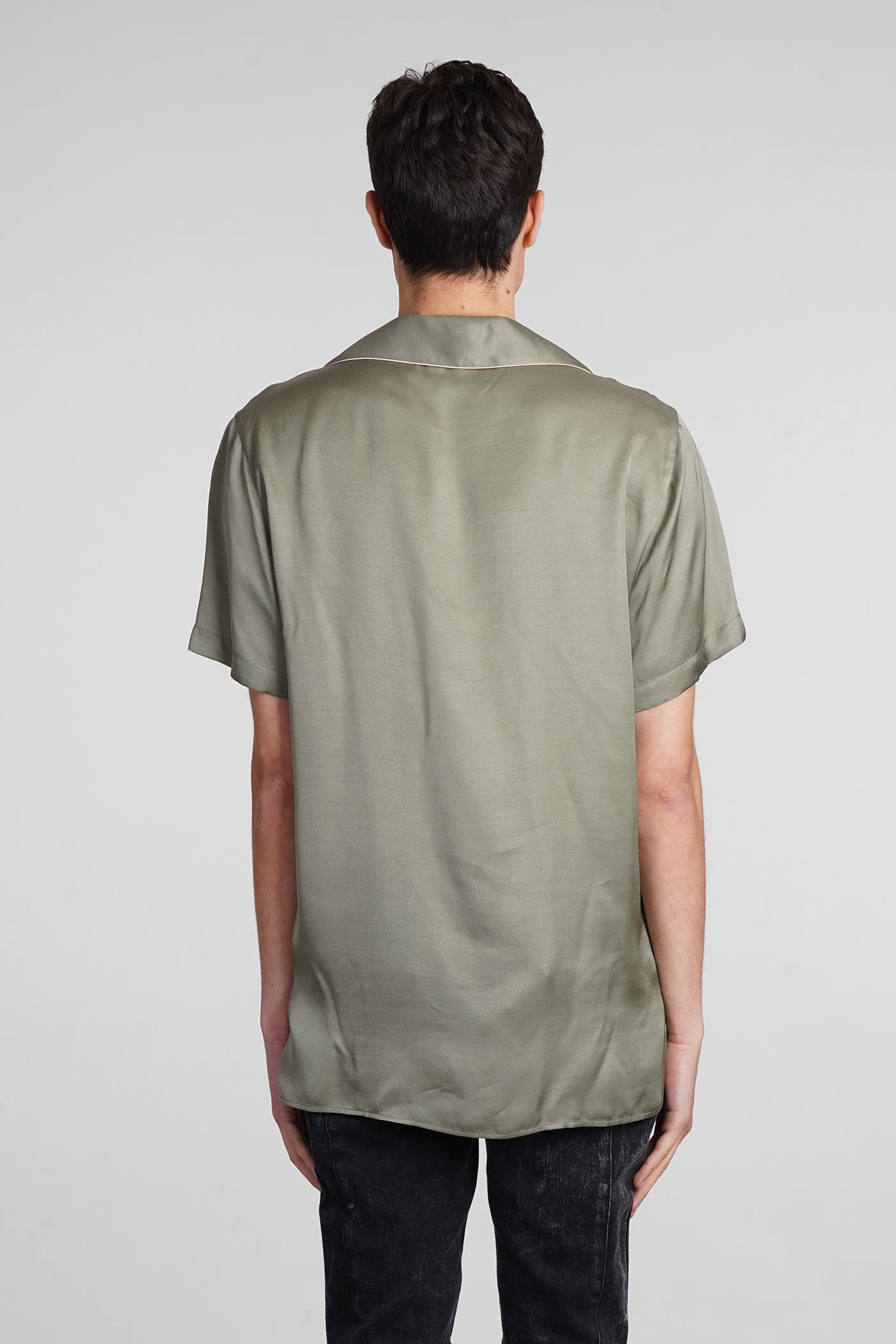 Shop Balmain Shirt In Green Viscose