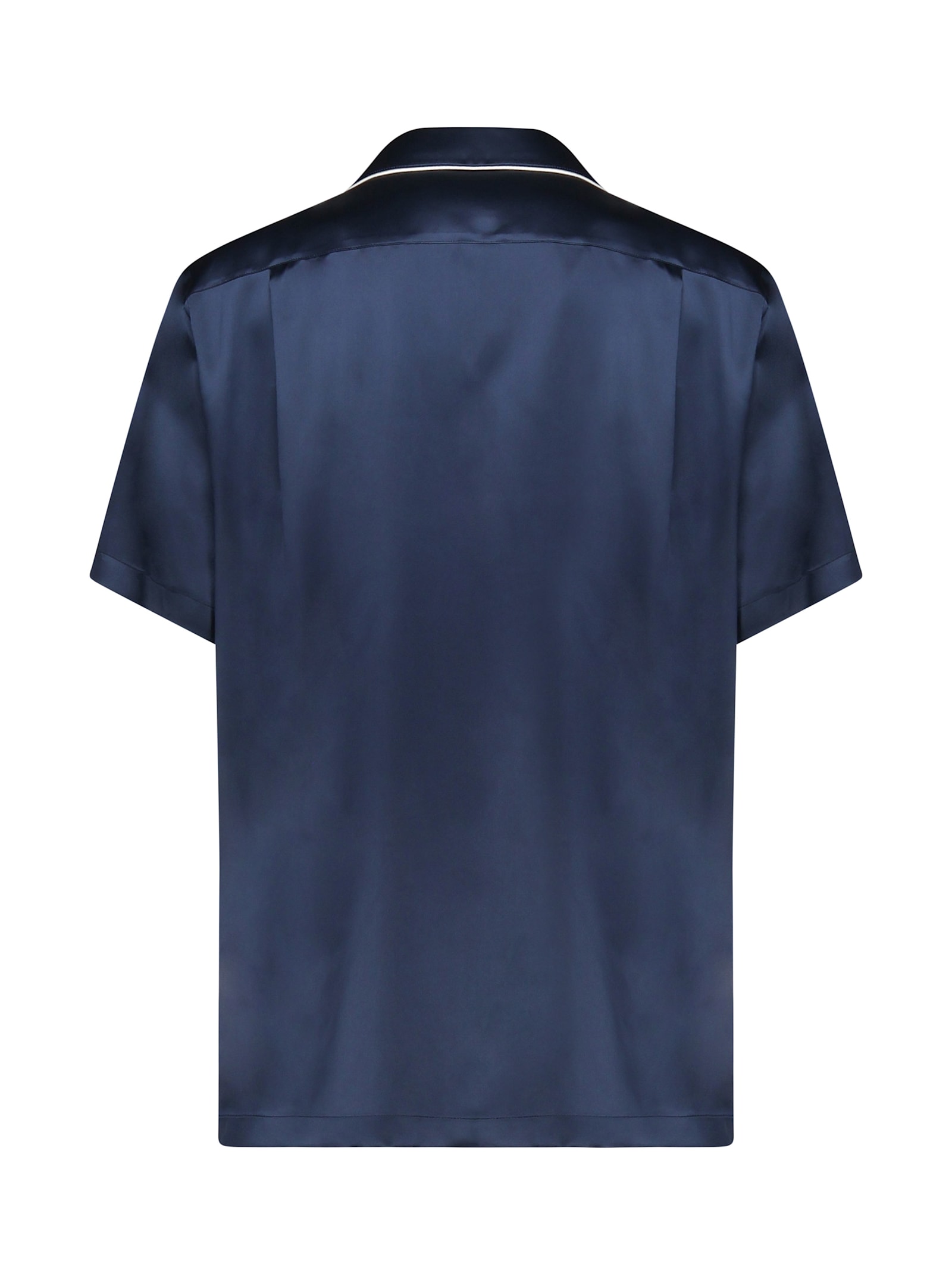 Dolce & Gabbana Blue Silk Short Sleeve Shirt In Blue
