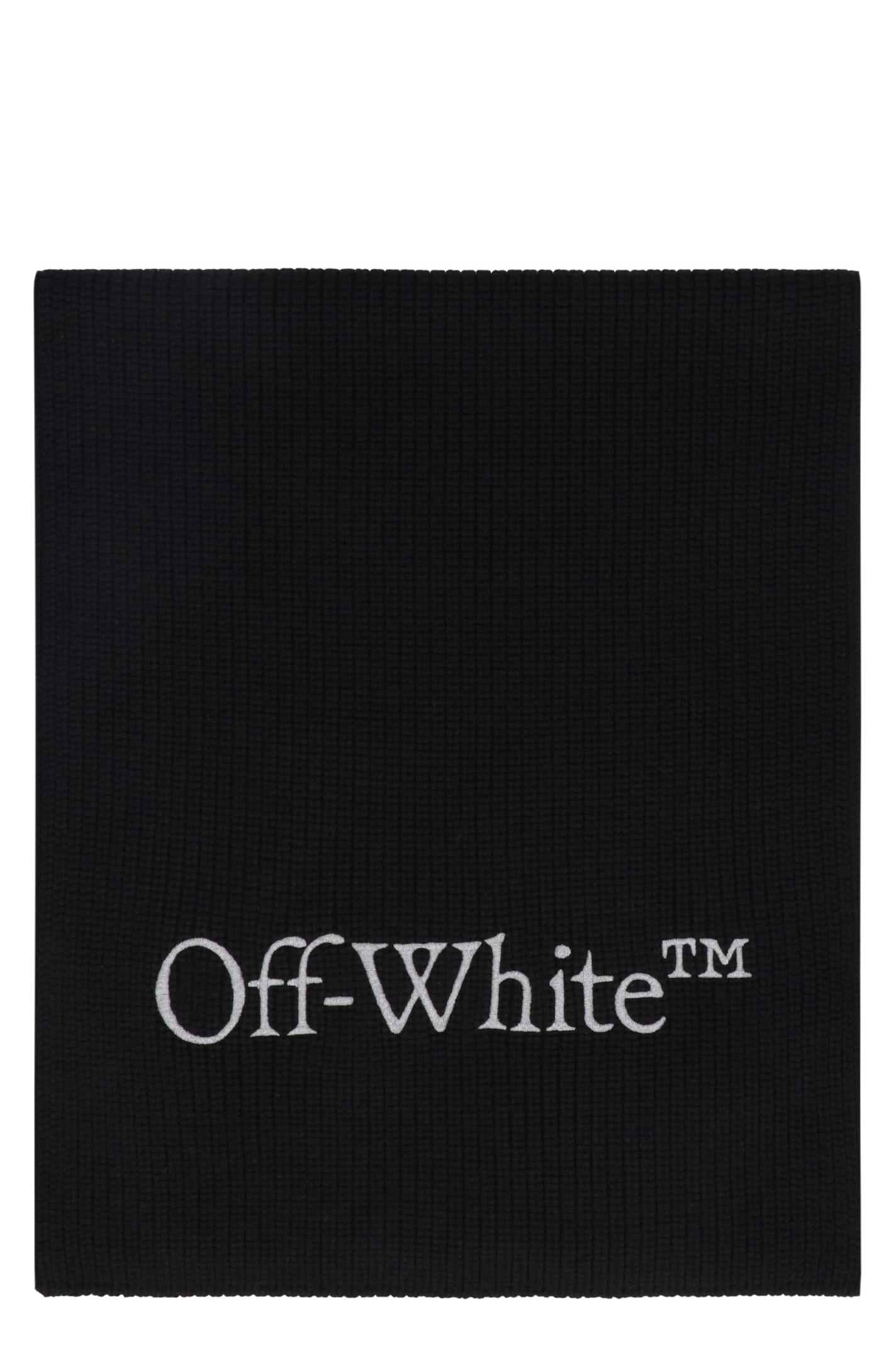 Off-white Virgin Wool Scarf In Black