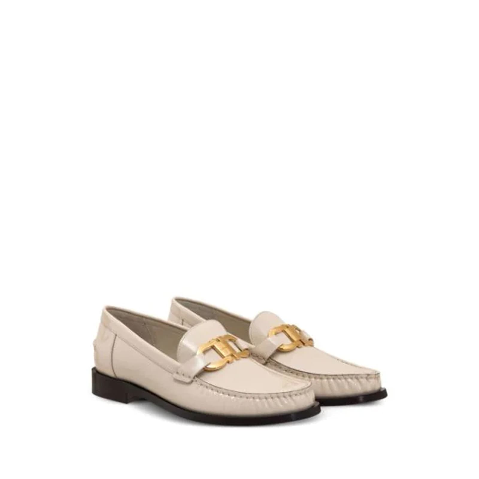Ferragamo Patent Leather Loafers In White